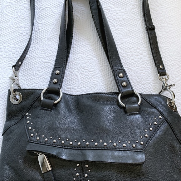 B. Makowsky Black Leather Shoulder Bag - Picture 7 of 15